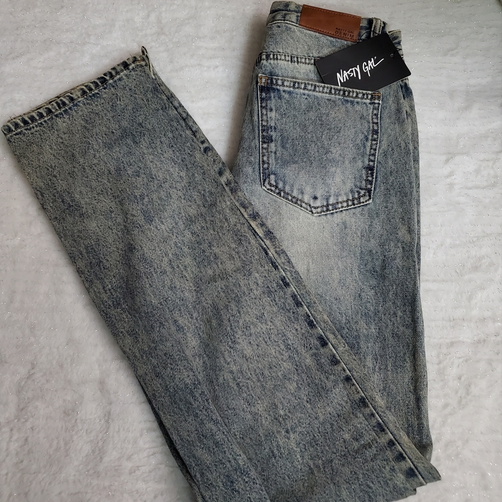 Nasty Gal Acid Wash Denim Jeans - Blue